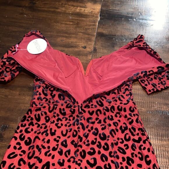 Burgundy Velvet Leopard Mini Dress Buddy Love Small - Picture 9 of 10